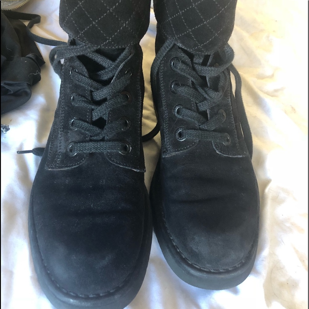 !SOLD!”🔥Chanel black suede combat boots🔥8.5/9 - Picture 6 of 7